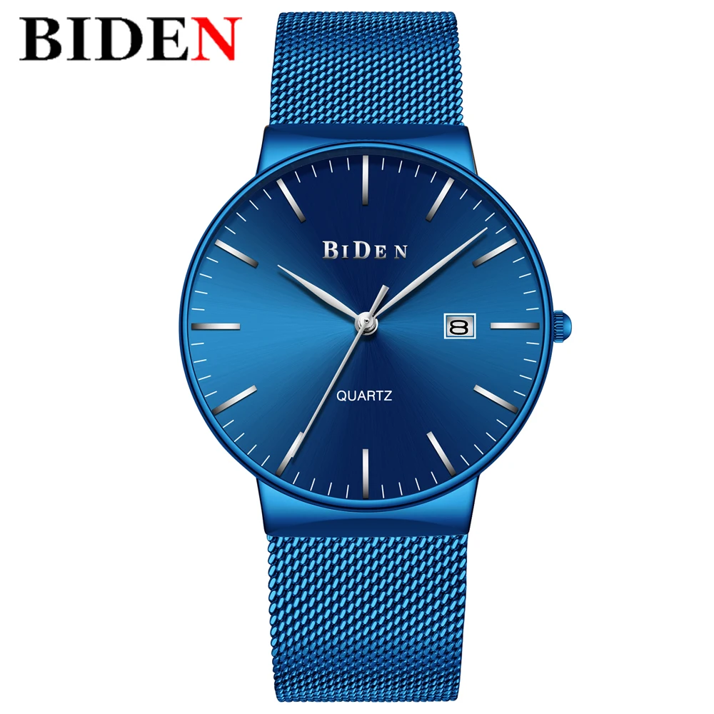 Relogio Masculino BIDEN мужские часы Топ люксовый бренд модные бизнес Кварцевые синие