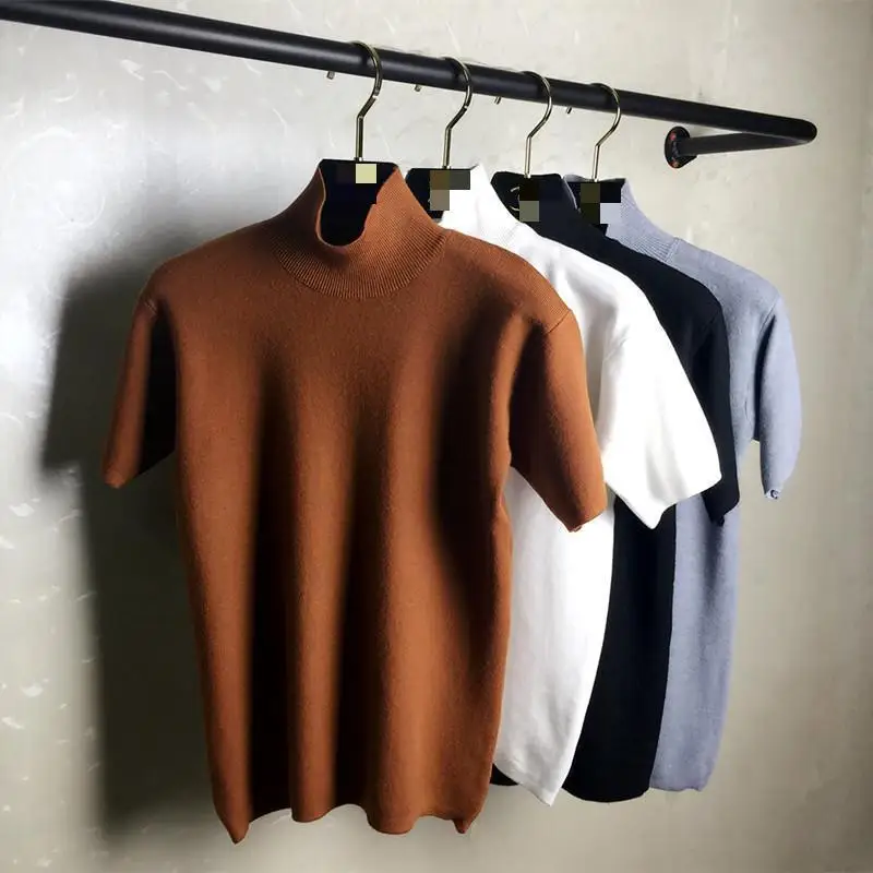 

2022 Spring New Korean Style Quality Short Sleeve Turtleneck Loose Thick Knit Bottoming Sweater Pullover Feminino Free Ship