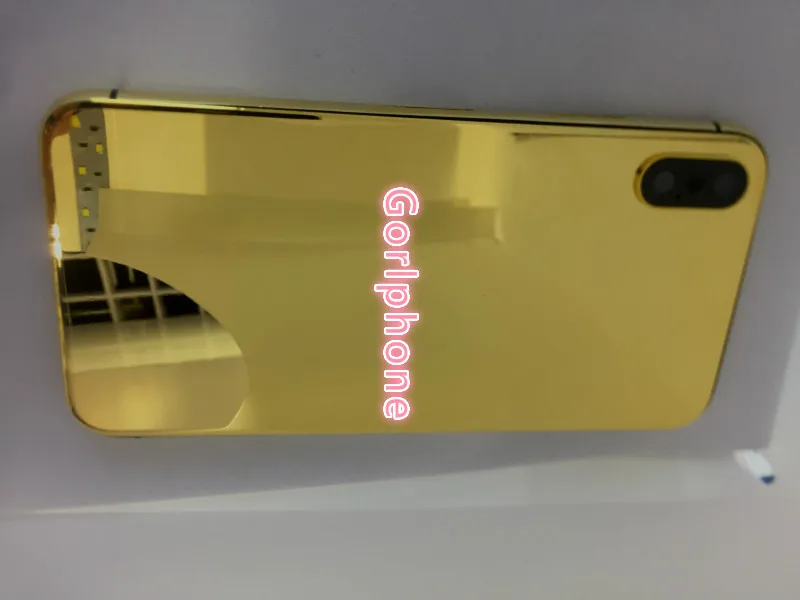 Высокое качество, роскошная задняя крышка для iphone X 24 k, Золотой корпус, зеркало, золото, индивидуальный дизайн, задняя дверь для IP X 10