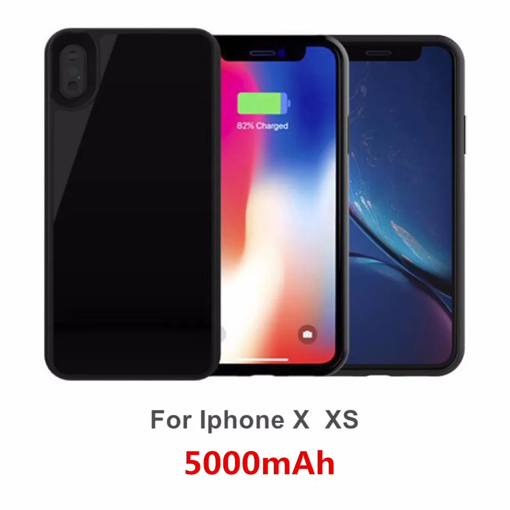 Black for X XS NTSPACE power Bank для iPhone X XS аккумулятор max зарядное устройство чехол смарт Беспроводное зарядное устройство чехол для iPhone XR XS power Case - Цвет: Black for X XS