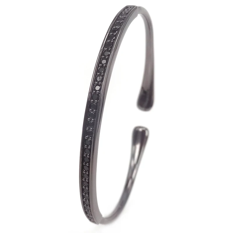 Известный бренд серебряный цвет мужской браслет манжета микро проложить Черный