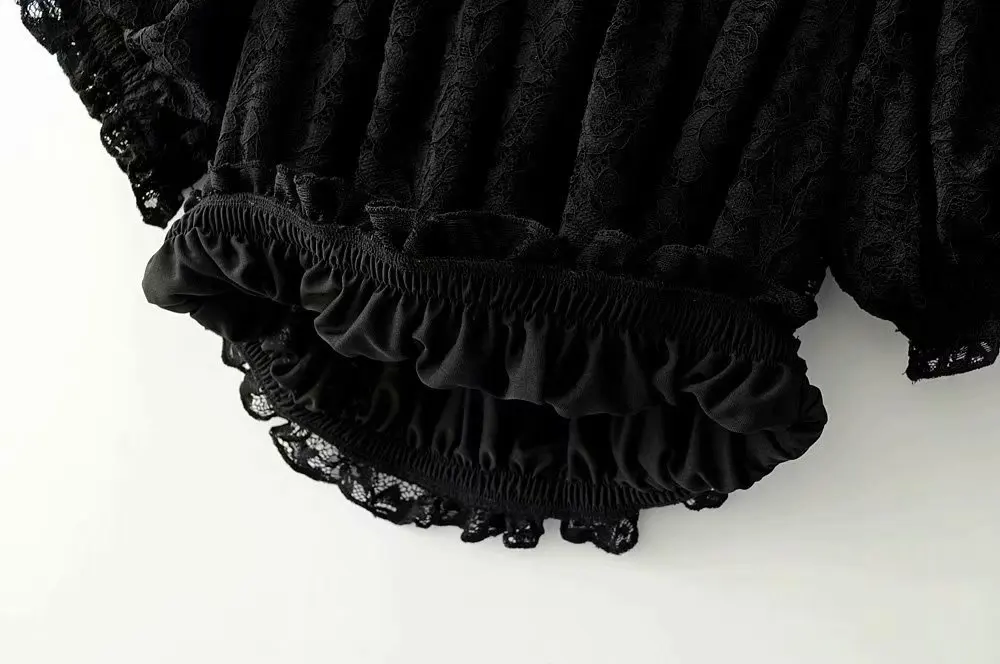 Женские модные сексуальные черные кружевные короткие женские блузки с