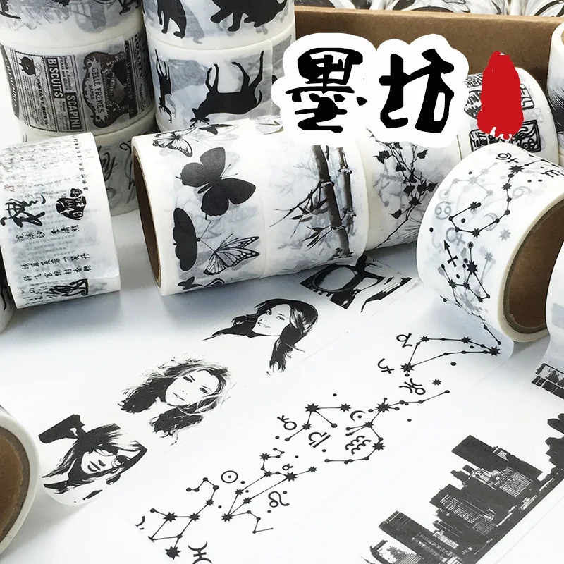 

18Designs B&W Ballet/Music/Girls/Flower/Leaves/Cat Japanese Washi Decorative Adhesive DIY Masking Paper Tape Label Sticker gift