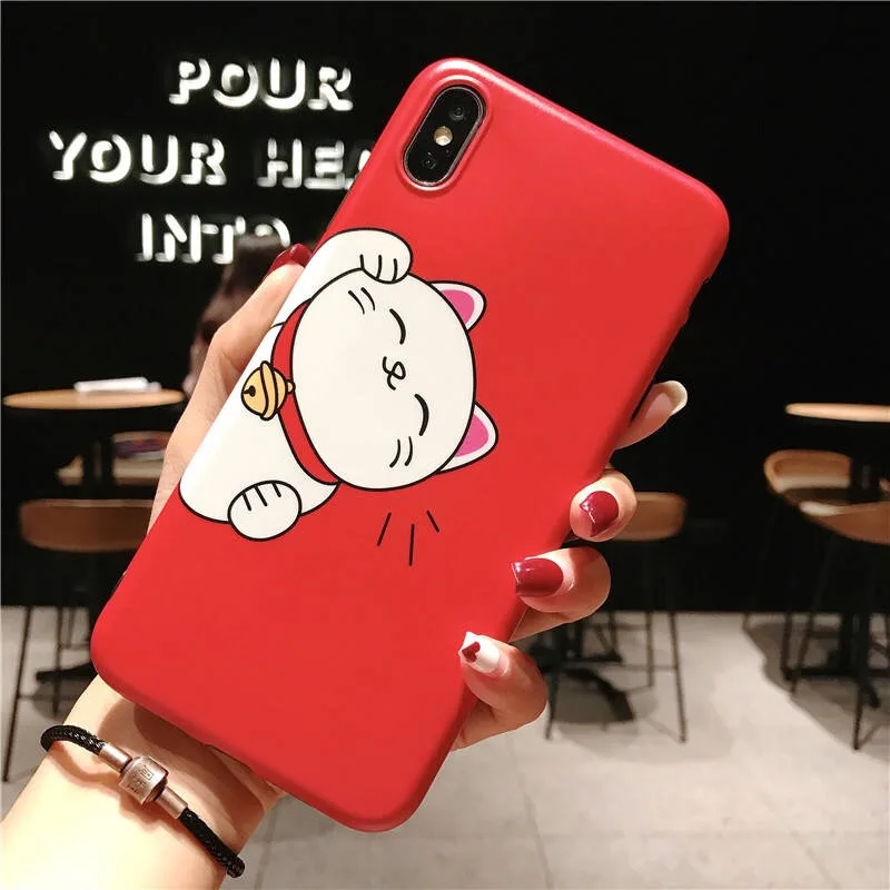 Милый счастливый кот мобильный телефон с мультяшками чехлы для IPhone 8X6 XS 6 S XR MAX 7