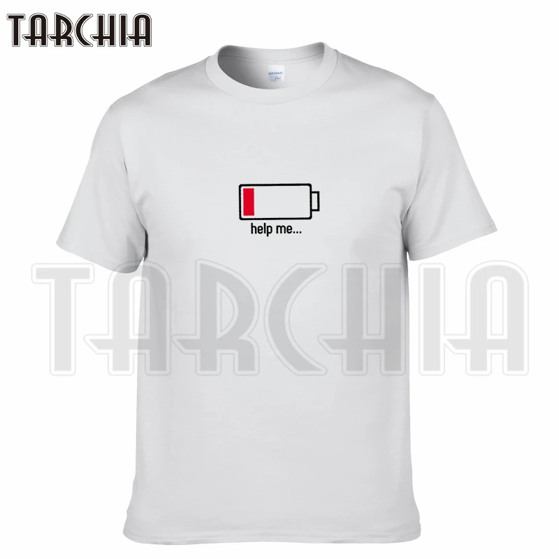 Мужская хлопковая футболка TARCHIA Повседневная с коротким рукавом батарейкой 2021
