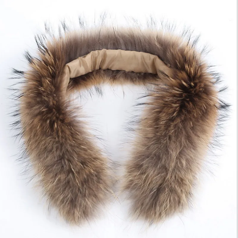

2020 New Winter Fur Trim of Down Luxury Coat Fur Strip/Hooded Warm Real Fur Collar Scarves 100% Genuine Raccoon Fur Scarf