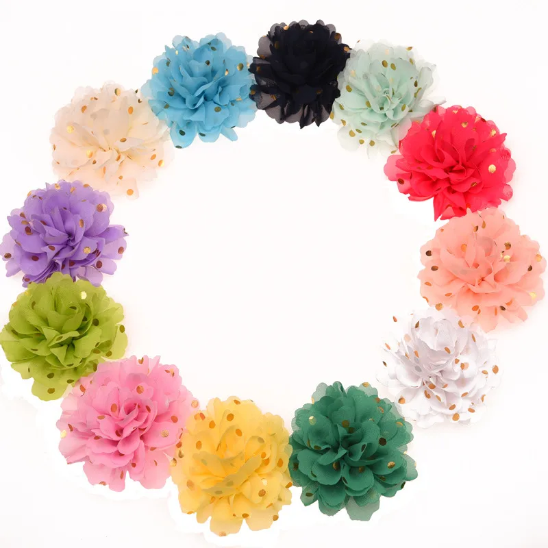 120 шт золотые точки печати шифон дискотеки цветы пышные Цветы Аксессуары без