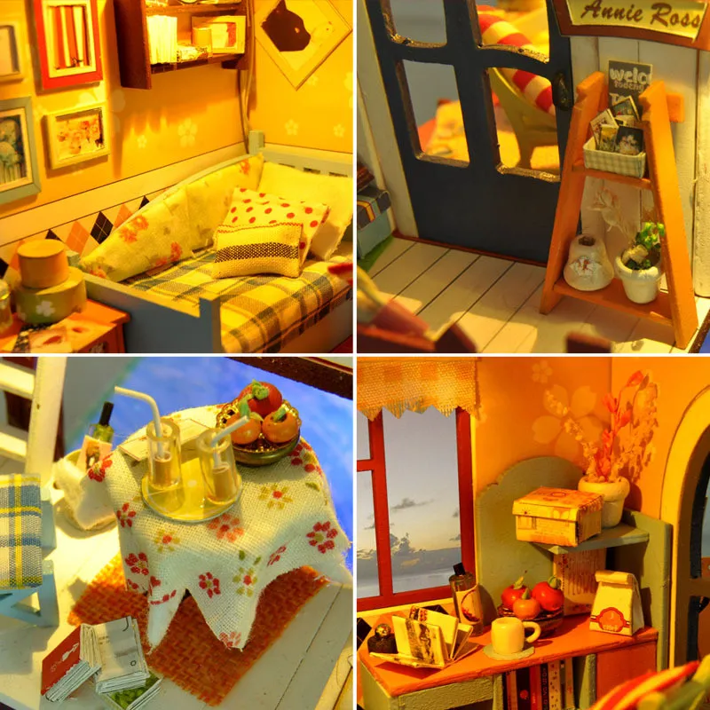 Милые семьи Дом DIY кукольный домик Миниатюрный деревянный ручной вилла модель головоломка игрушка Творческие подарки Детские игрушки Juguetes Brinquedos