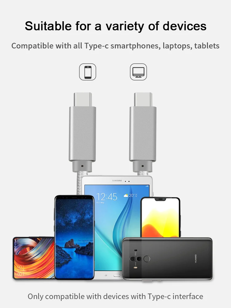 PD 100W Fast Charging Cable 5A USB C Type to Date for Macbook Pro Samsung S9 S10 Huawei MateBook P30 P20 | Мобильные телефоны и