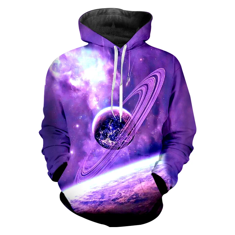 Мужская толстовка с капюшоном UJWI фиолетовая Толстовка в стиле хип хоп объемным