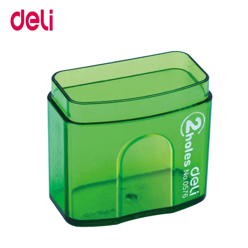 Deli 0576 Double Holes Plastic Pencil Sharpeners Candy Color Transparent Standard Cutting Machine | Канцтовары для офиса и