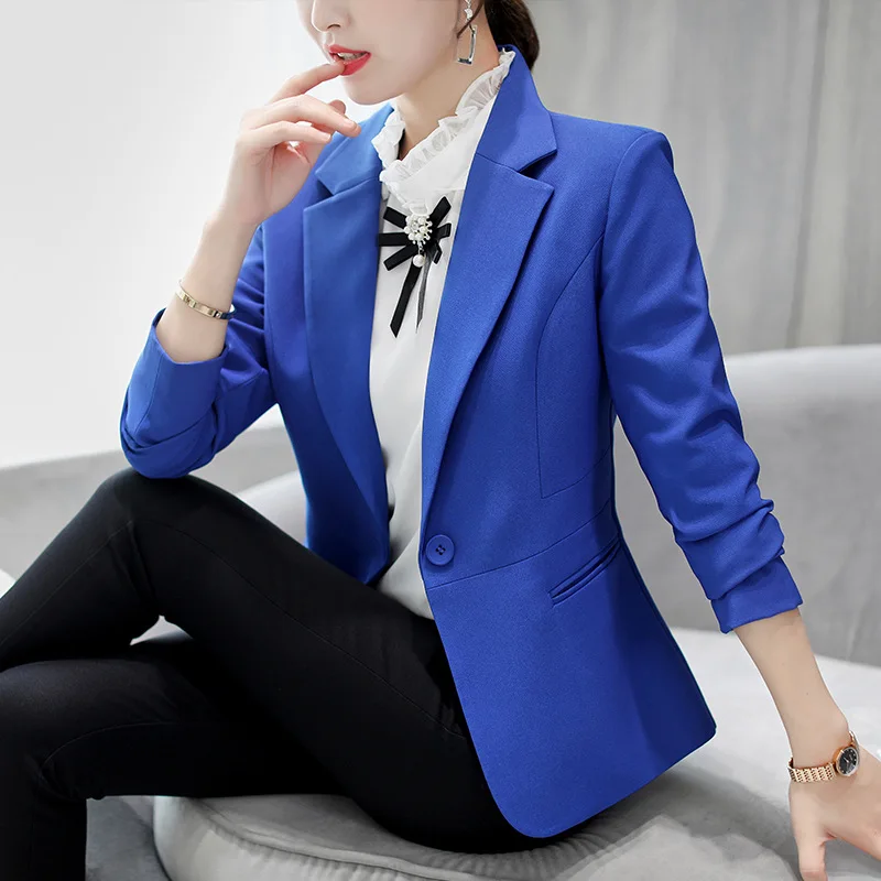 

Women Blazers Notched Neck Slim Single Button Coat Office Lady Casual Work Solid Blazer Outwear Coat Female