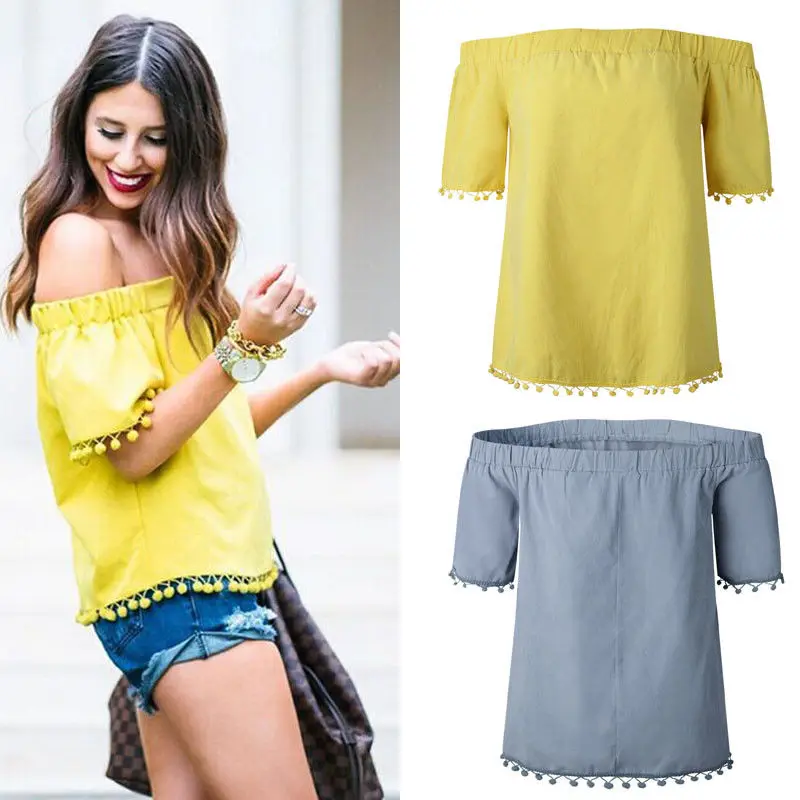 

2018 Summer New Style Fashion Women's Casual Loose Off Shoulder Blouse Tops Ladies Floral Baggy Casual Top