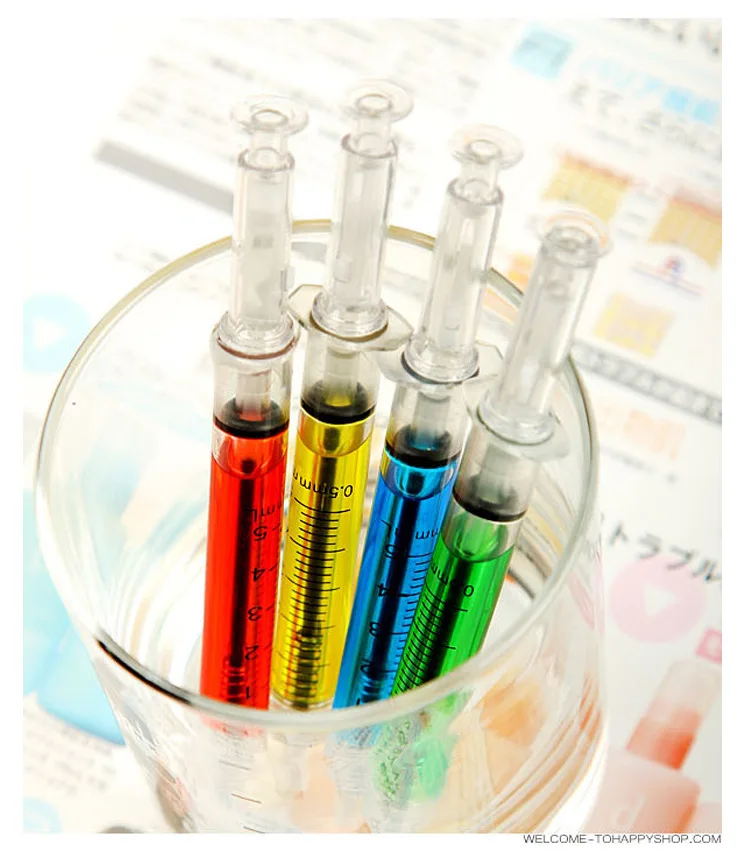 

2500pcs/set Fedex Fast Shipping Cute Korean Factory Stationery Needle Syringe Needle Ball Pen Wholesale Syringe Pen Kids Toy Pen