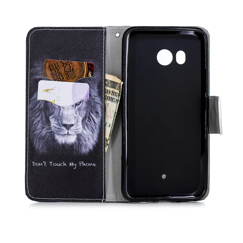 HEMASOLY Case For HTC One M8 Flip M10 PU Leather U11 Painted Wallet Cover With Card Slot |
