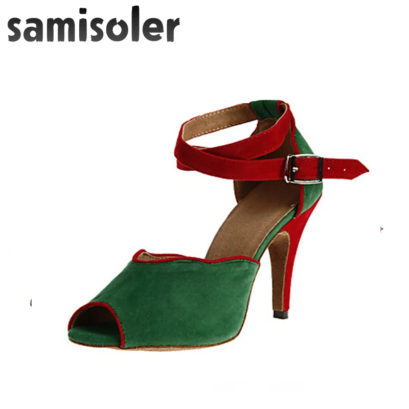Samisoler 2018 New Latin Dance Shoes Salsa Woman Satin +PU beads Soft Bottom Fashion Sandals Rhinestone Ballroom | Спорт и