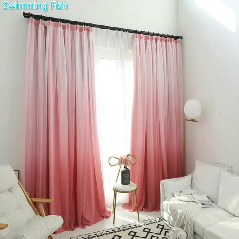 Двухслойная Изолированная занавеска для окна спальни с градиентом гостиной -