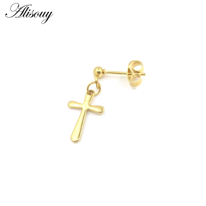 Style1 Gold Alisouy 2 шт сережки-крестики унисекс серьги 4 стиля крест уха ювелирные изделия мужские женские модные серьги-гвоздики хирургическая сталь push back - Окраска металла: Style1 Gold