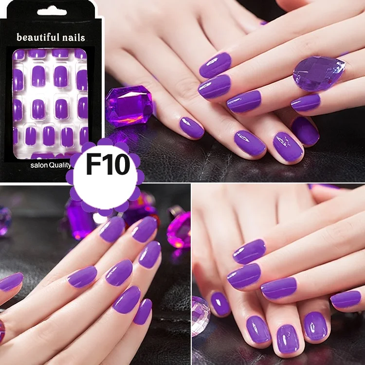 Длинные Модные накладные ногти полностью разных цветов для вечеринок с клеем