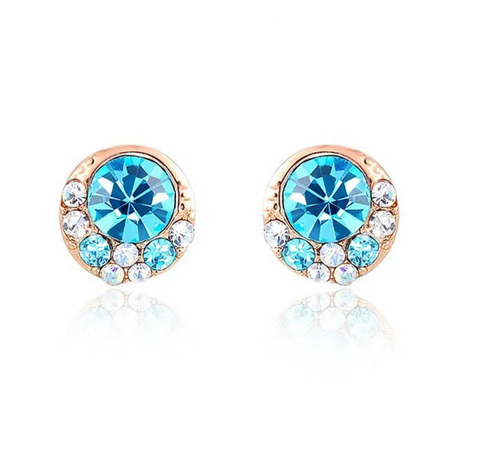 

Gift Classic Rose Vergulde Oostenrijkse Kristal Fashion Blue Crystal Oorbellen Voor Vrouwen Meisje Party Saffier Sieraden