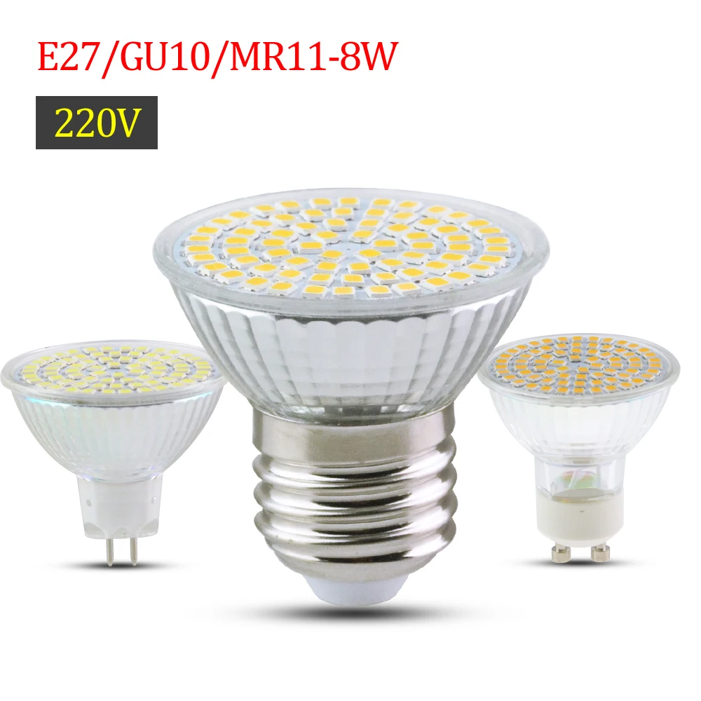 Полноразмерная Светодиодная лампа 8 Вт E27 GU10 MR16 Bombillas Led SMD2835 AC220V 230V Ampoule для