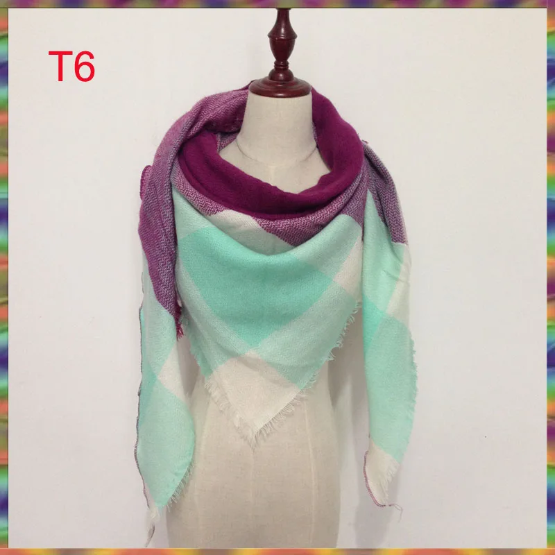 Женский шарф Високого качества в тартановую клетку, треугольная стола, уютное одеяло в клетку, оверсайз оберег, платье зимой.