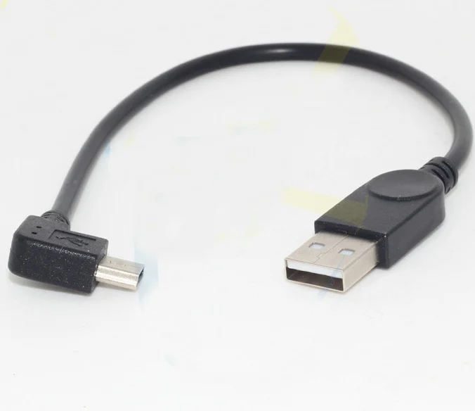 100 шт./лот 90 градусов левый угол USB 2 0 штекер A на Mini B 5 Pin кабель для синхронизации