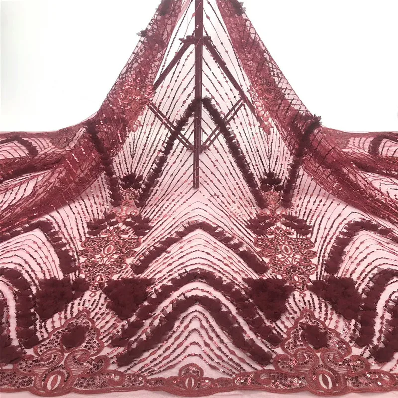 

African Lace Fabric High Quality 3D Appliqued lace Tulle Lace Embroidery French for Wedding Lace Fabric with sequins rf14-85