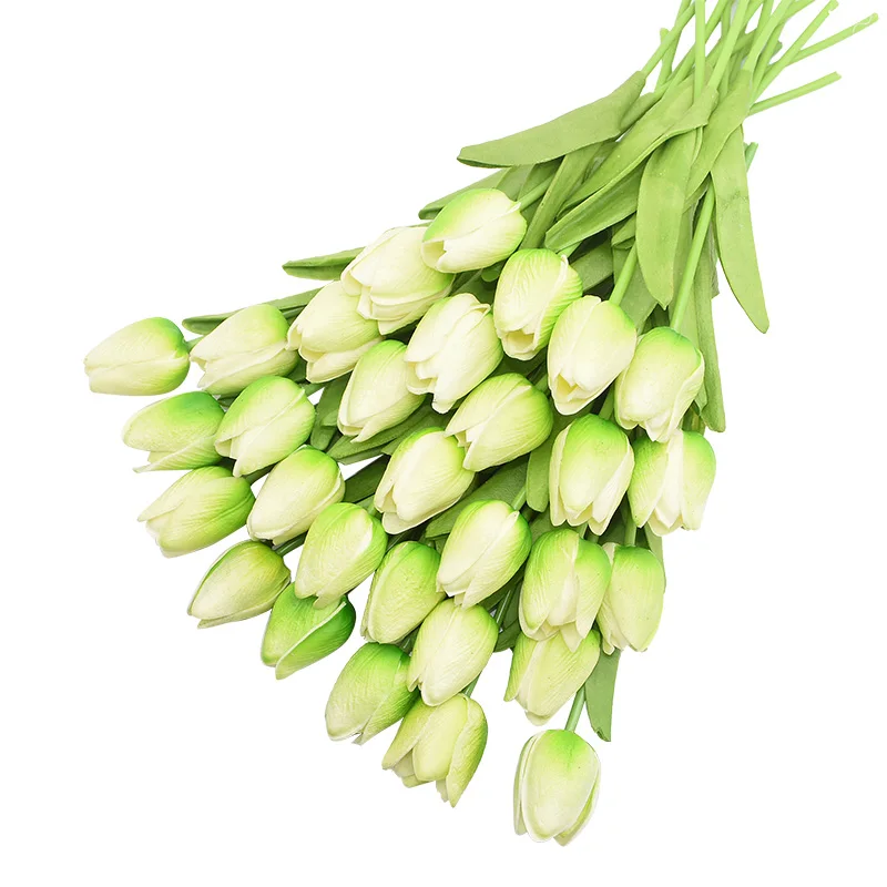 Green 30 шт. Искусственные цветы тюльпаны Искусственные цветы искусственный букет из ПУ настоящие на ощупь цветы для свадебной вечеринки украшение дома цветы - Цвет: Green