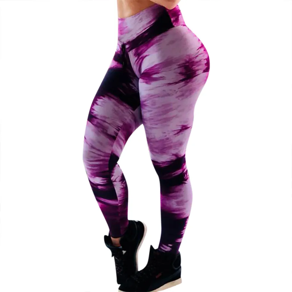 Фиолетовые мягкие спортивные Леггинсы для фитнеса женские градиентные лосины с
