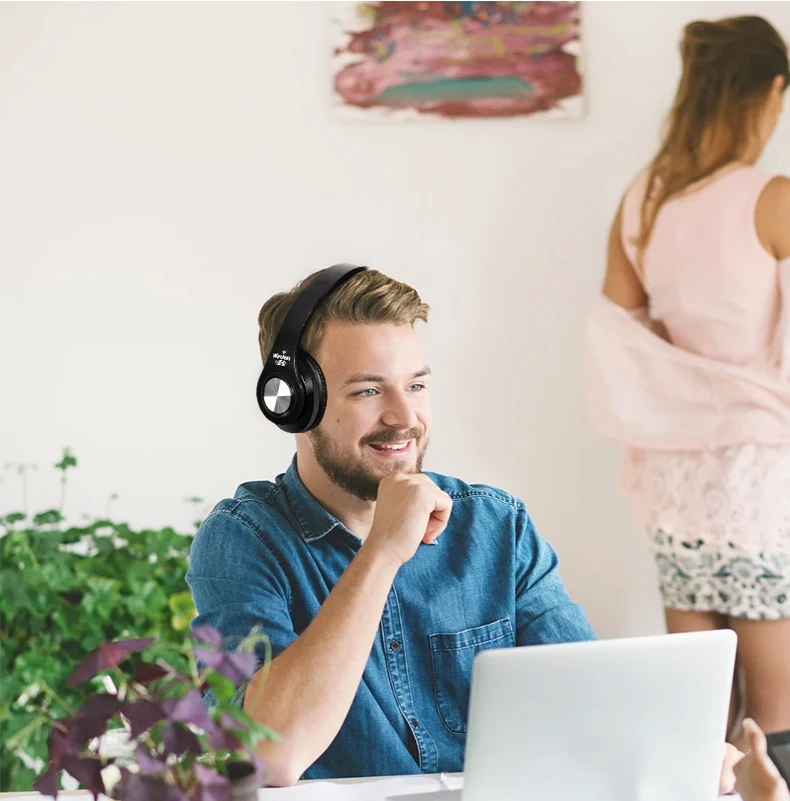Беспроводные наушники, Bluetooth гарнитура, складные наушники с шумоподавлением, регулируемые наушники с микрофоном для ПК, всех телефонов