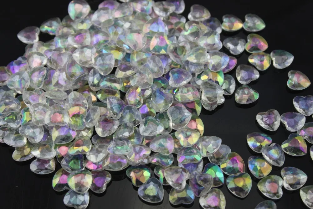 Бесплатная доставка! 2000 шт./лот 6 мм акриловая AB Радужная форма сердца