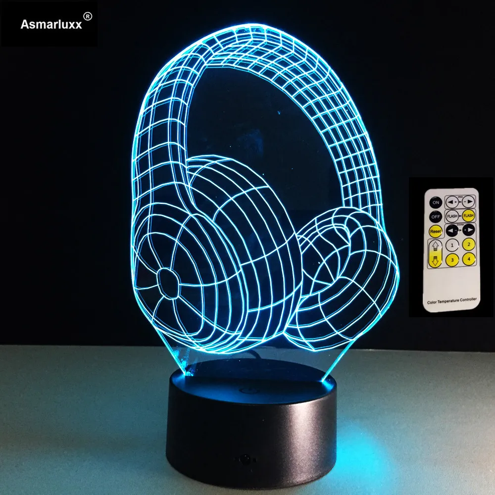 3D DJ наушники в форме иллюзии светильник дийная Музыкальная гарнитура с монитором