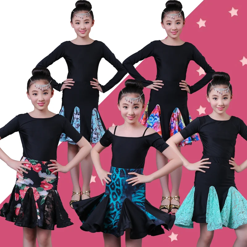 

Girl Practice Latin Dancing Dress 5 Fashion Style Skirt Competition Performance Clothes Girls Ballroom Practice Latin Dress