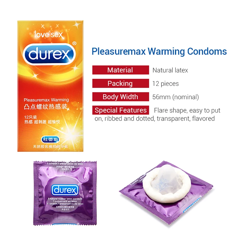 Durex презервативы 12/24 шт. Pleasuremax потепление/покалывание презерватив с ребрами и