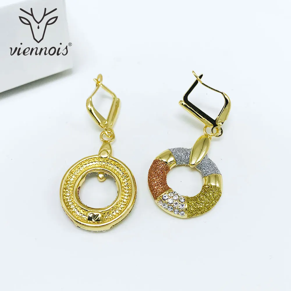Viennois длинные висячие серьги круглые для женщин золотые стразы блестящие матовые Висячие серьги ювелирные изделия