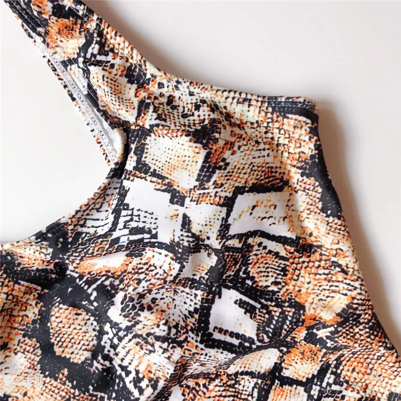 Женский купальник с принтом Sanke Цельный пуш ап бикини высоким вырезом монокини