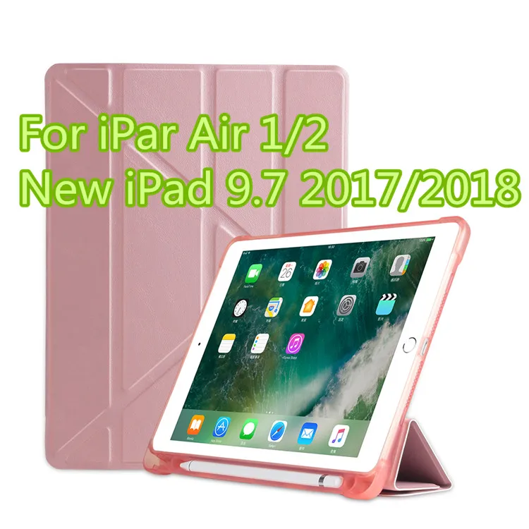 rose gold Кожаный чехол для ipad 9,7, умный чехол для ipad Air 2 1 5 6 Pro 9,7, силиконовый чехол для ipad 6 поколения с держателем для карандашей - Цвет: rose gold