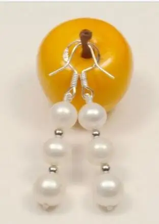 Бесплатная доставка красивые белые круглые жемчужные серьги akoya размер 6-7-8 мм |