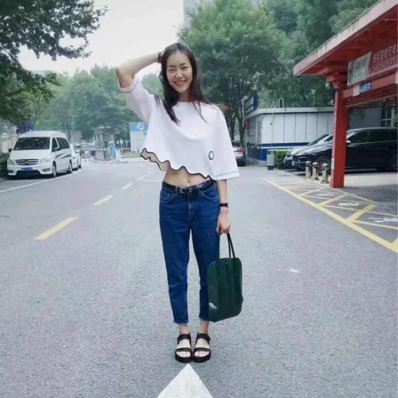 Джинсы бойфренда с высокой талией для женщин 2019 винтажные Большие размеры синие