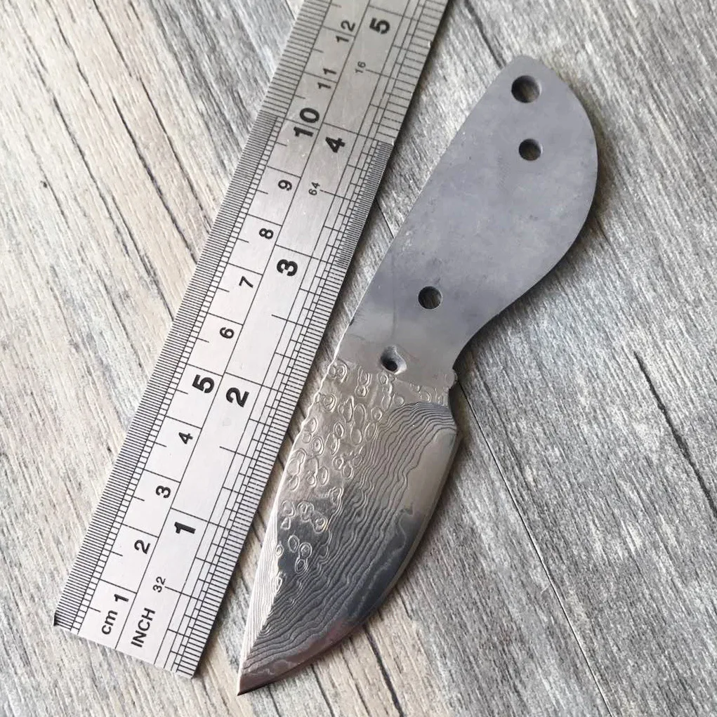 

Dropship Damascus steel small knife billet straight preparation tea knife defense outdoor diy semi-finished knife blade