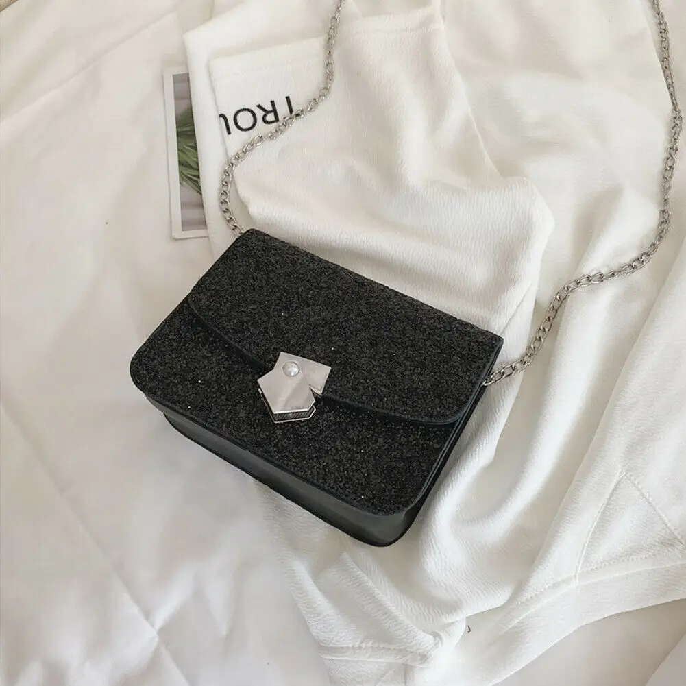 Женская сумка мессенджер белая/черная с блестками 2019|Сумки ручками| |