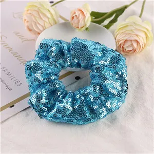 Blue Новое поступление, Модные женские милые однотонные Блестки для волос, винтажные резинки для волос, резинки для волос для девушек, аксессуары для волос, держатель для конского хвоста - Цвет: Blue