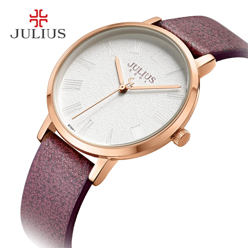 Julius JA 953 простые ультратонкие часы унисекс кожаный ремешок модный бренд логотип