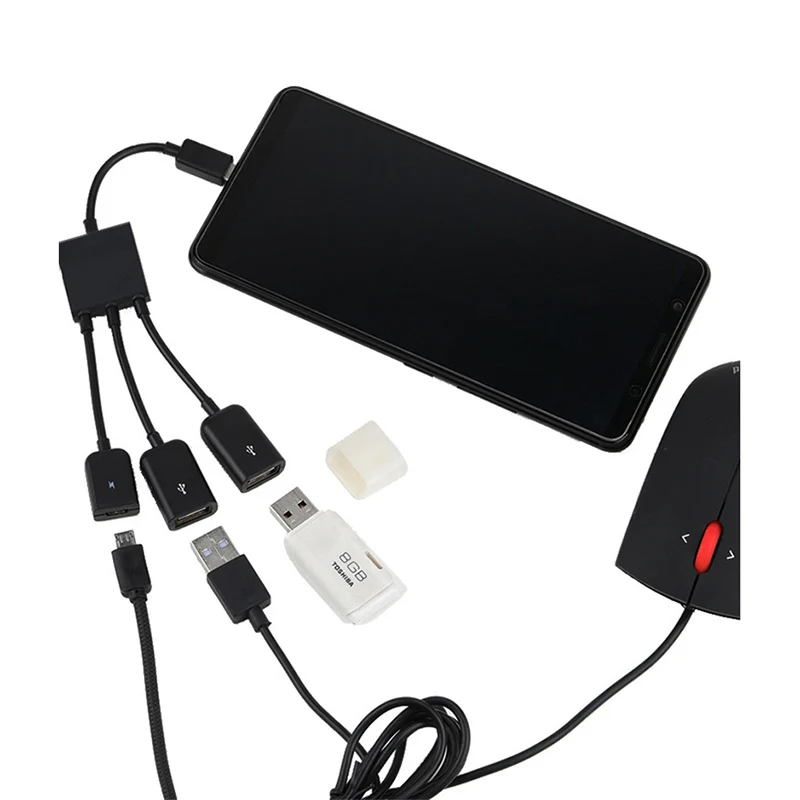 Кабель QQQRGB 3 в 1 Micro USB OTG мобильный телефон игровой адаптер для Android конвертер OPPO