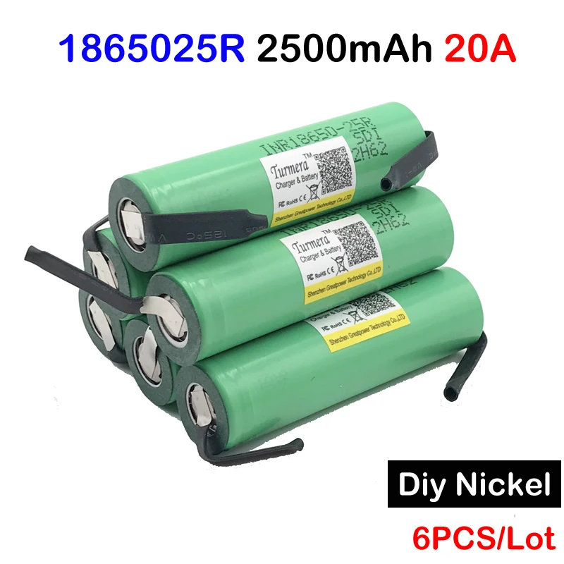18650 батарея inr18650 25r 20a 2500 mAh mah для ecig батареи электроинструменты с diy никелем|18650
