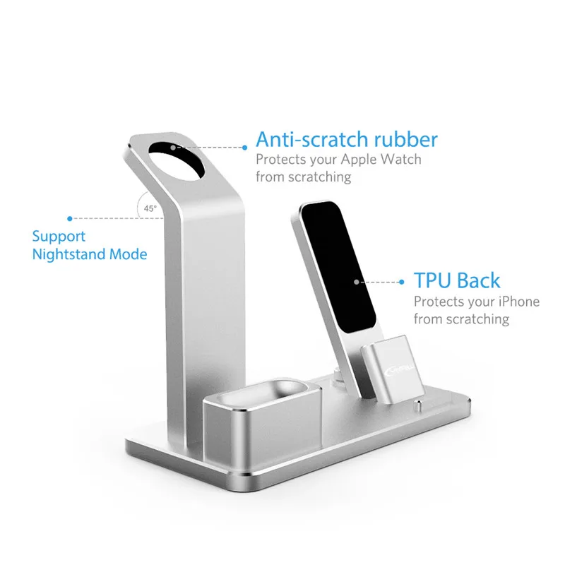 YFW 4 в 1 AirPods аксессуары зарядная станция зарядки держатель для Apple Watch телефон
