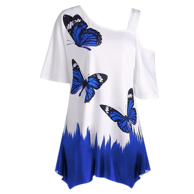 Женская Асимметричная футболка LASPERAL летняя свободная на одно плечо с принтом