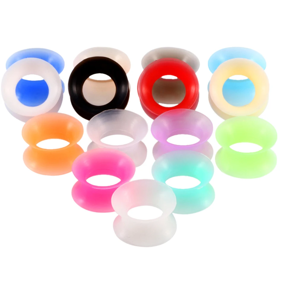 

30PCS Silicone Flexible Thin Double Flared Ear Plugs Flesh Tunnel Ear Expander Stretcher Earlets Earring Gauges Piercing Jewelry