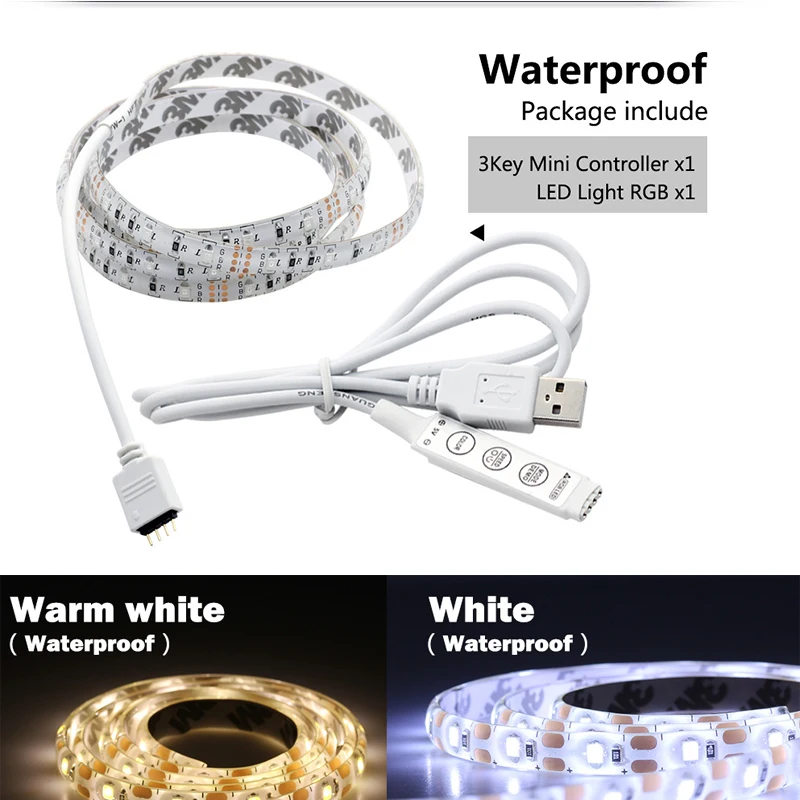 5 в USB светодиодные полосы света RGB съемный светодиодный ТВ фоновое освещение 1 м 2